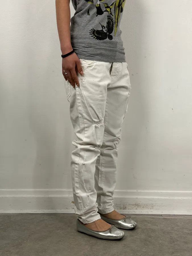 2010s Pierre Balmain White Biker Distressed Slim Jeans xuJxYuK 1