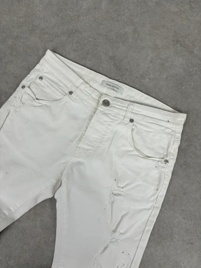 2010s Pierre Balmain White Biker Distressed Slim Jeans xuJxYuK 4
