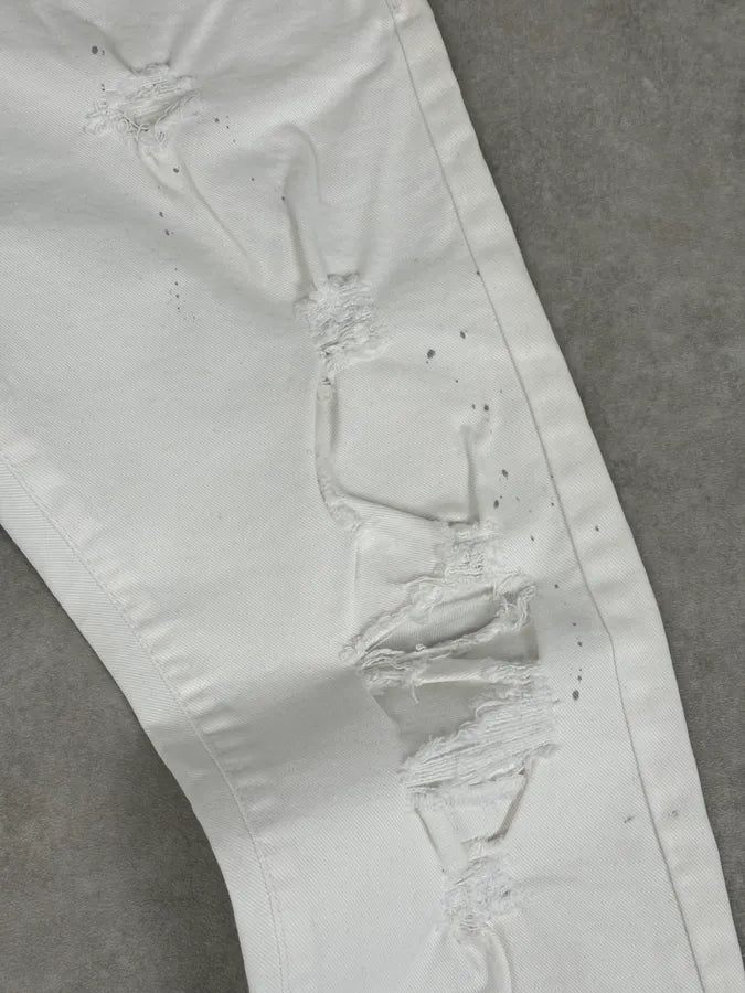 2010s Pierre Balmain White Biker Distressed Slim Jeans xuJxYuK 9