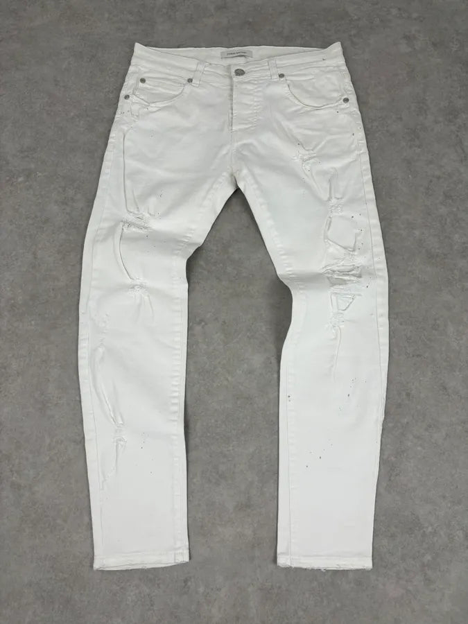 2010s Pierre Balmain White Biker Distressed Slim Jeans xuJxYuK 0