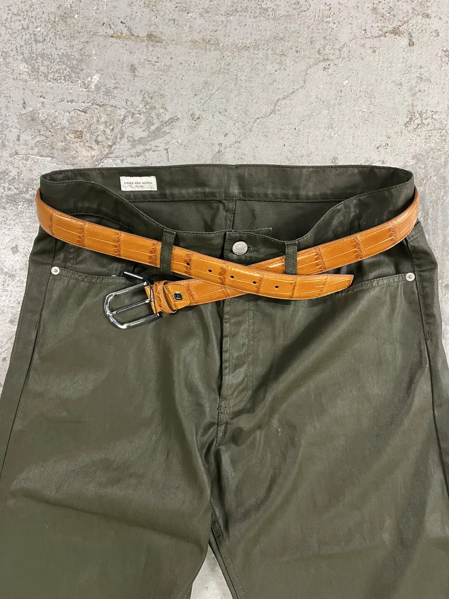 Pierre Cardin Brown Crocodile Leather Belt (OS) 0