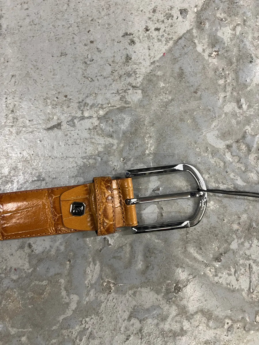 Pierre Cardin Brown Crocodile Leather Belt (OS) 4