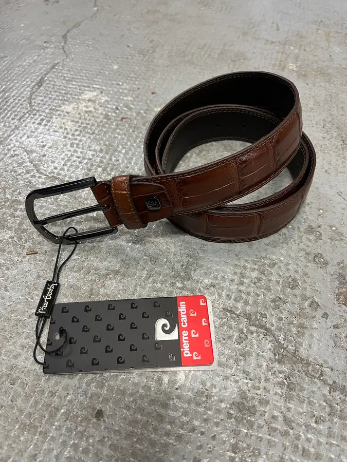 Pierre Cardin Brown Crocodile Leather Best (OS) (OS) 3