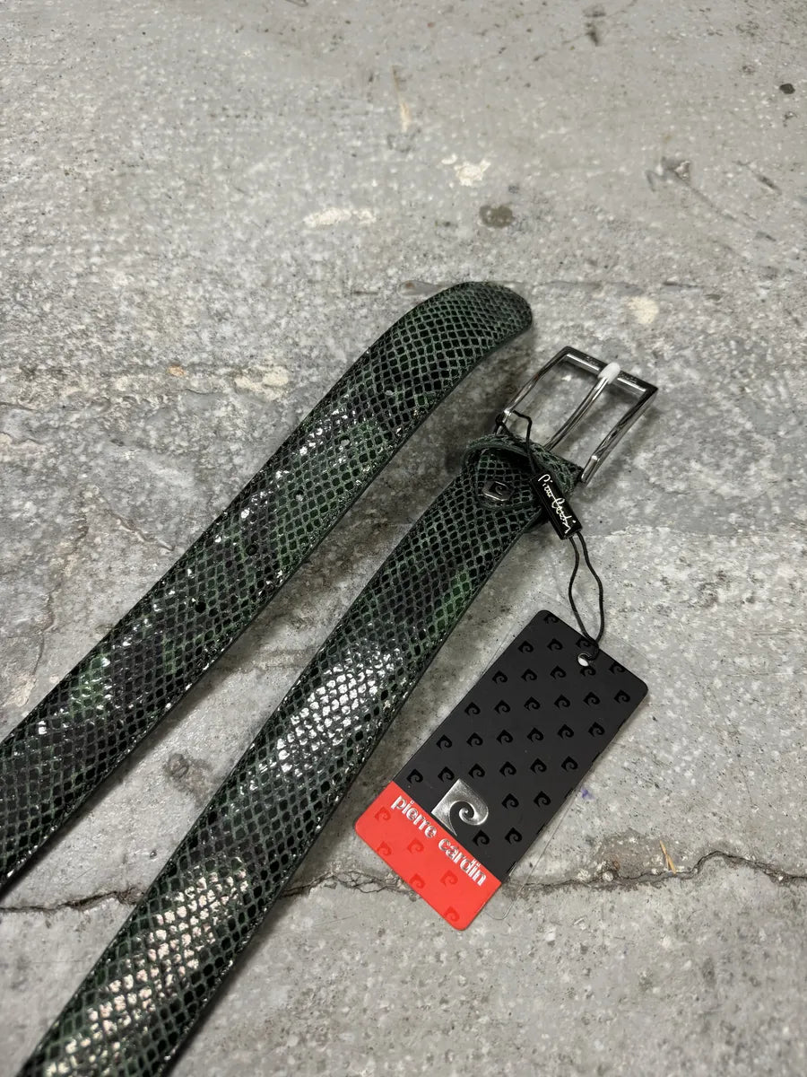 Pierre Cardin Green Leather Python Effect Belt (OS) 0