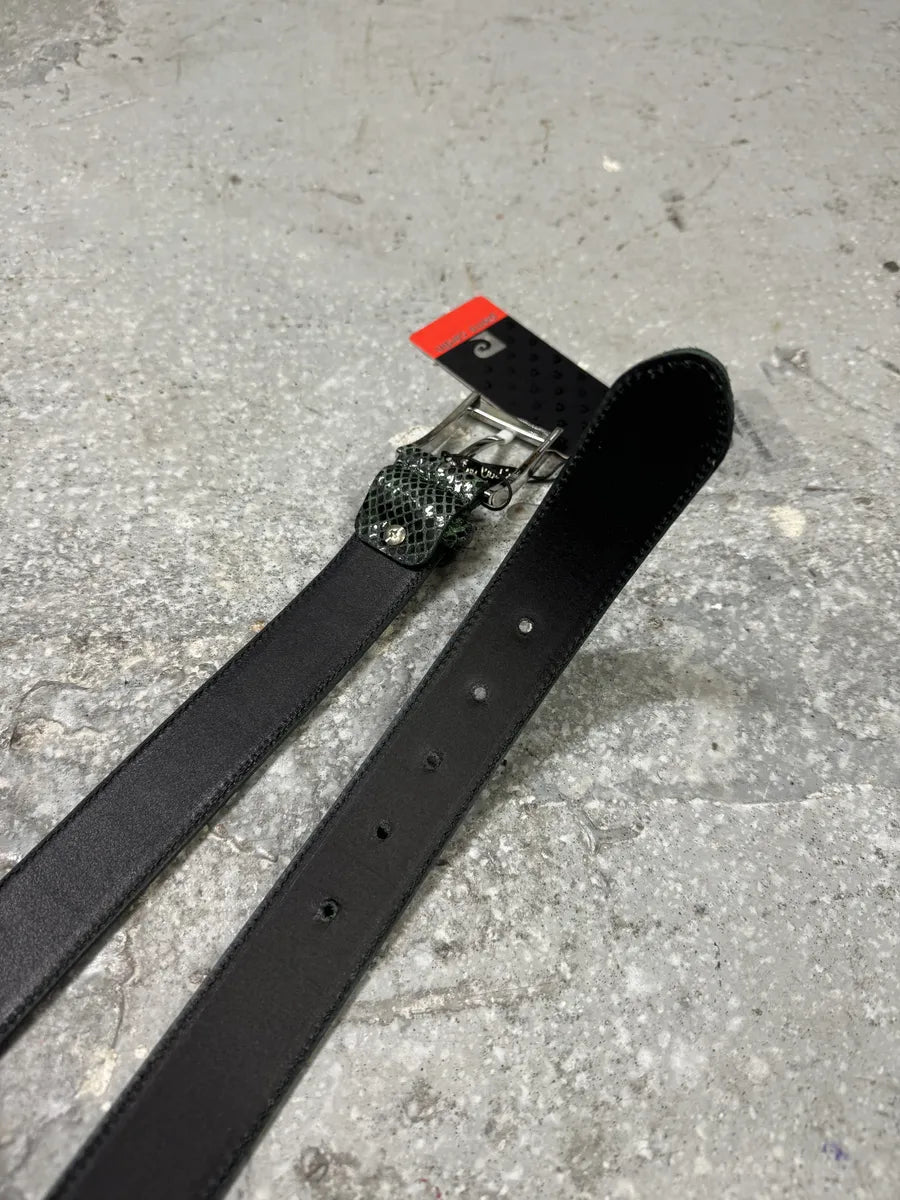 Pierre Cardin Green Leather Python Effect Belt (OS) 2