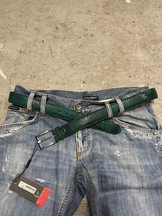 Pierre Cardin Green Snake Leather Belt (OS) (OS) 0