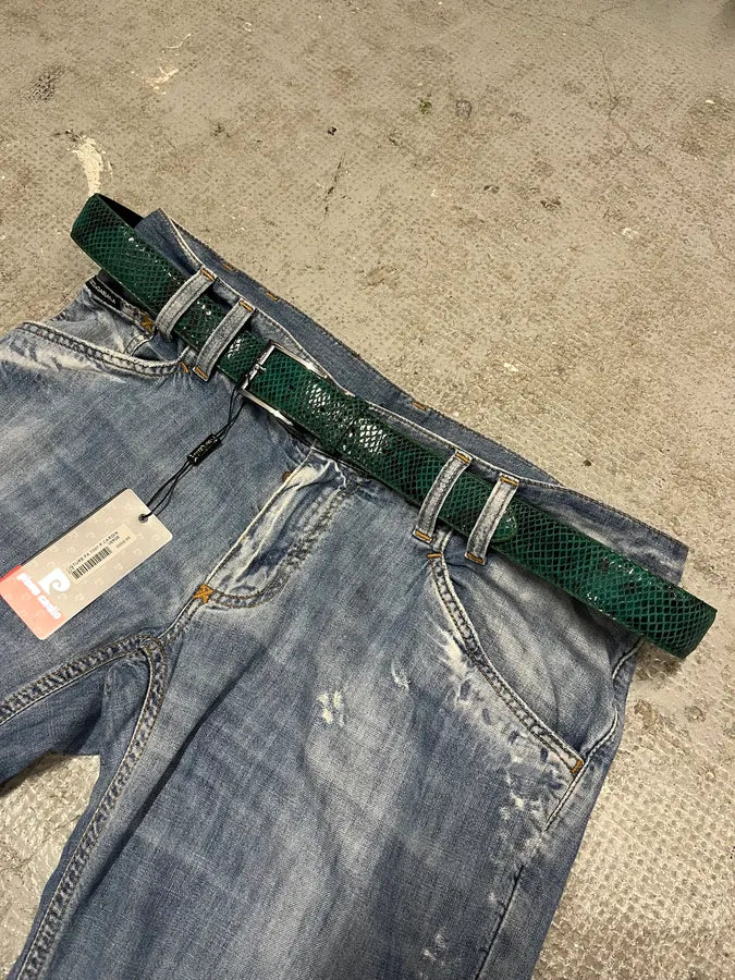 Pierre Cardin Green Snake Leather Belt (OS) (OS) 1