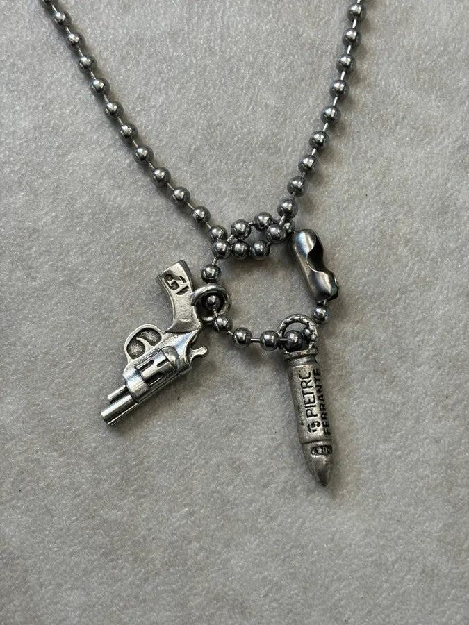 Pietro Ferrante Silver Metal Gun Bullet Charm Necklace rjKPwZU 3