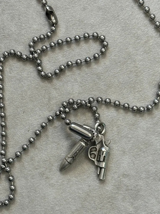 Pietro Ferrante Silver Metal Gun Bullet Charm Necklace rjKPwZU 7