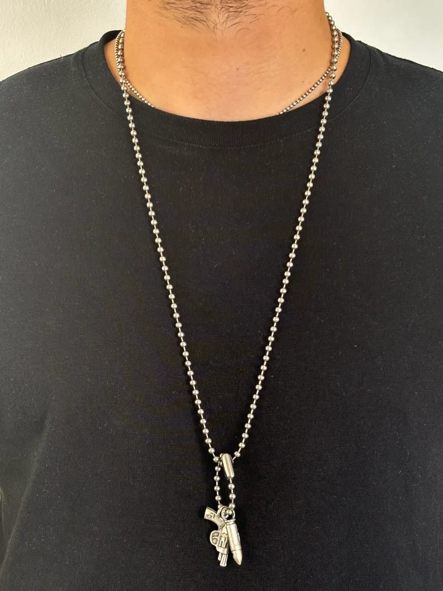 Pietro Ferrante Silver Metal Gun Bullet Charm Necklace rjKPwZU 1