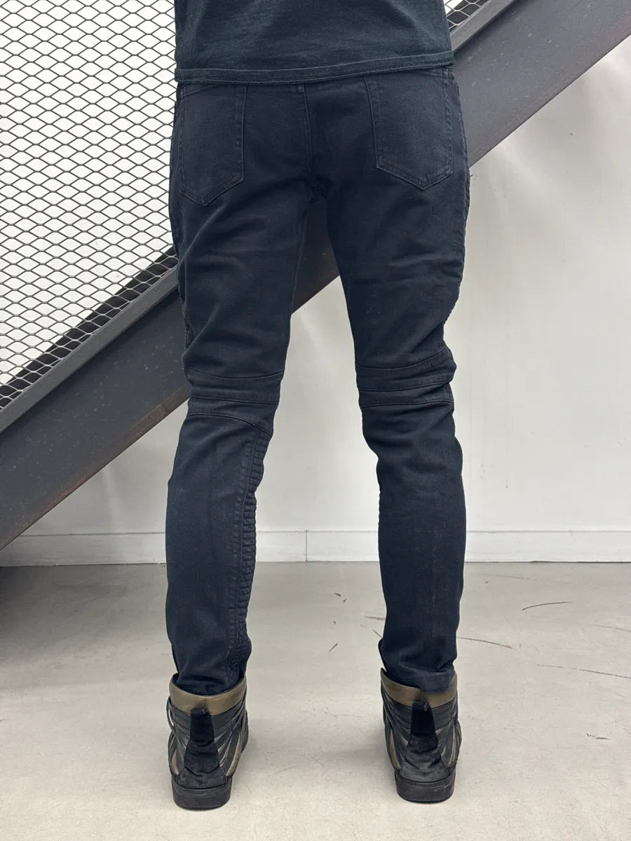 AW2015 Balmain Black Biker Zip-Pocket Slim Denim Jeans plegFSjE 3