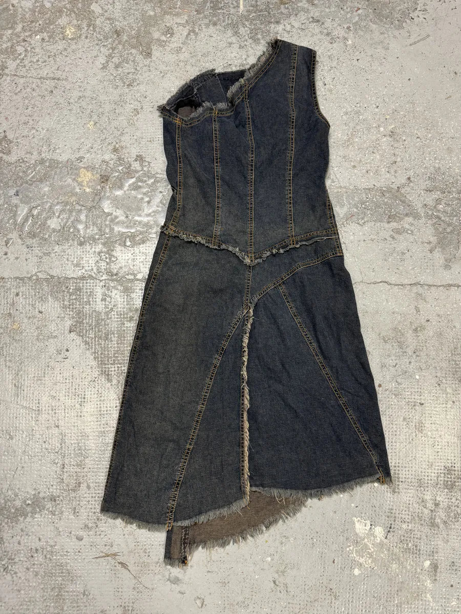 Plein Sud Asymmetrical Metal Hook Denim Dress YjDPOly 0
