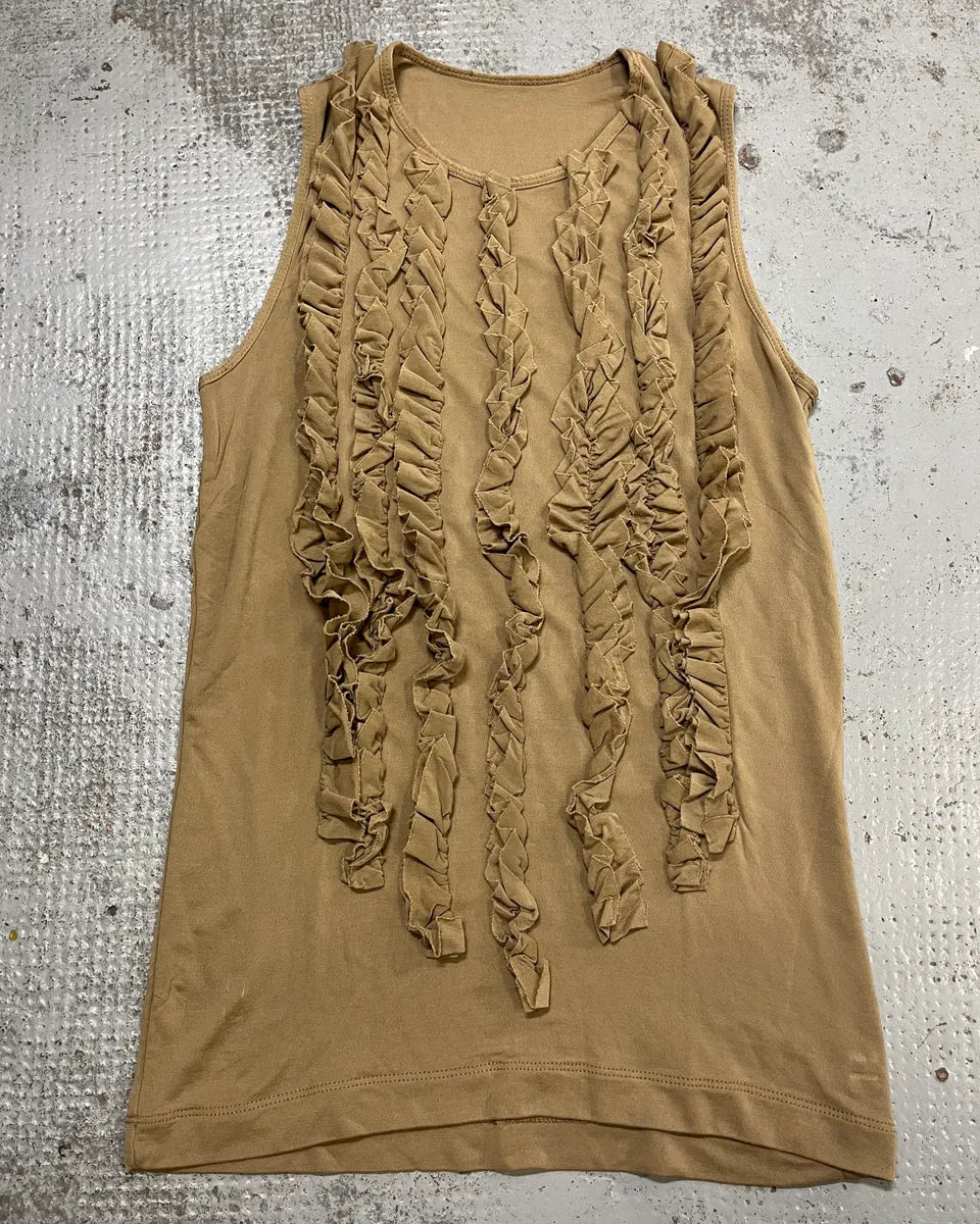 Plein Sud Beige Jersey Ruffle Tank Top KxsMwFe 2