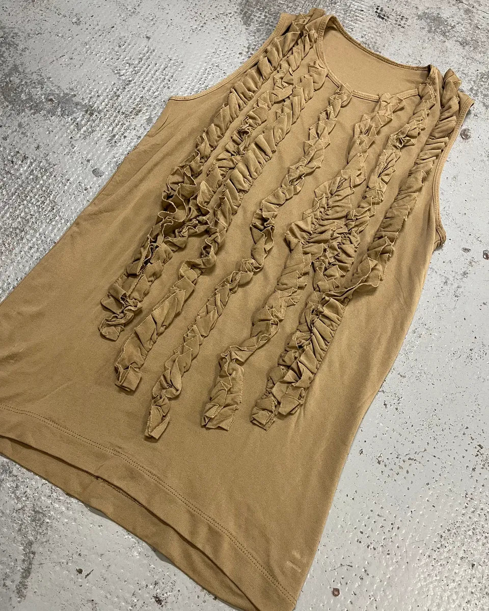Plein Sud Beige Jersey Ruffle Tank Top KxsMwFe 3