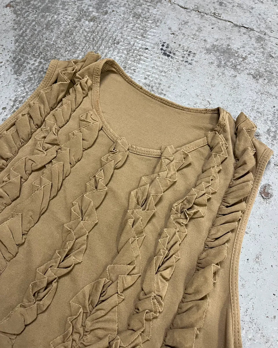 Plein Sud Beige Jersey Ruffle Tank Top KxsMwFe 4