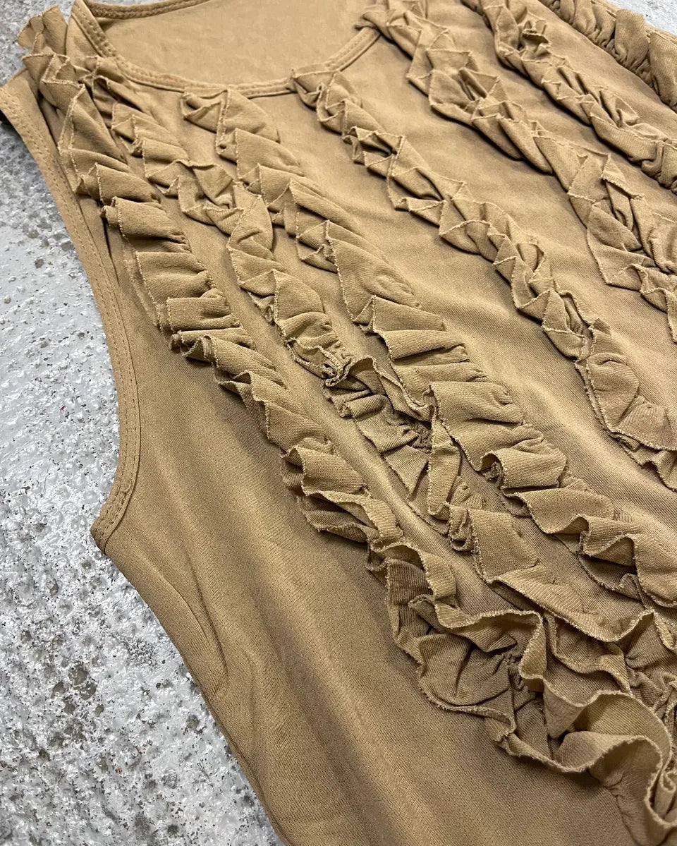 Plein Sud Beige Jersey Ruffle Tank Top KxsMwFe 5