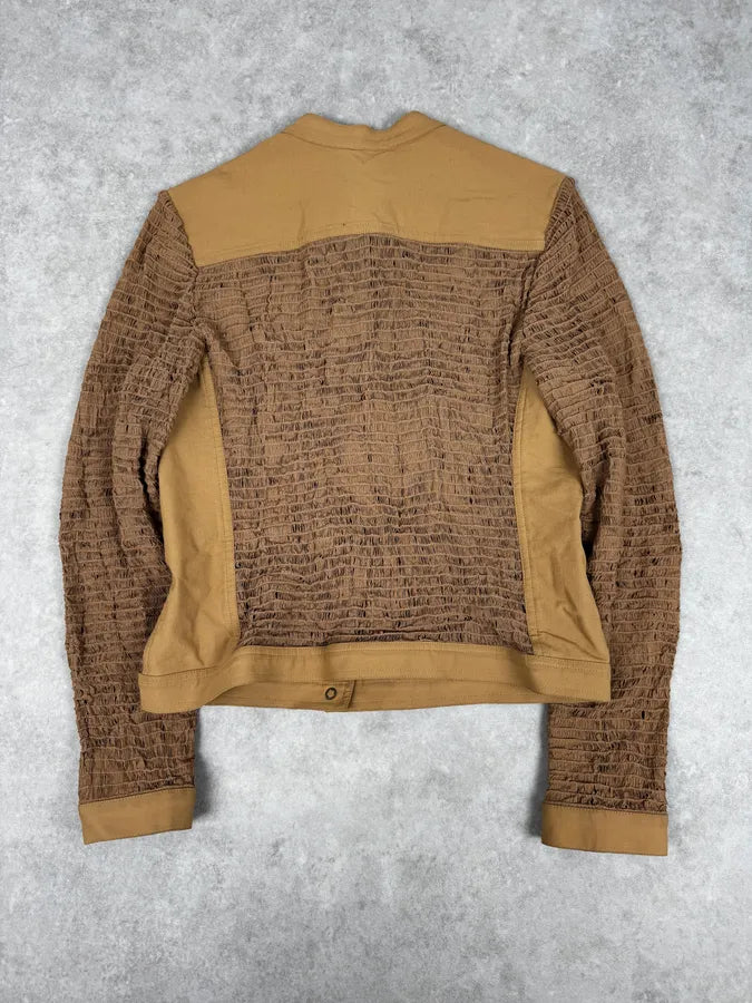 Plein Sud Beige Textured Net Fabric Jacket tHFVNVB 3