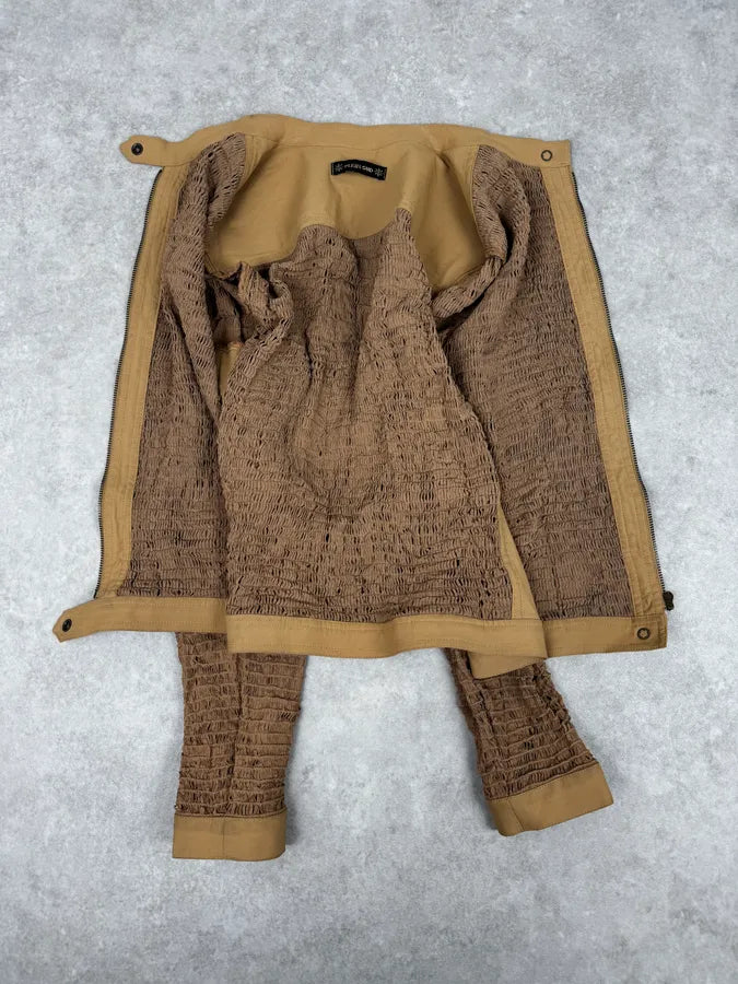 Plein Sud Beige Textured Net Fabric Jacket tHFVNVB 6