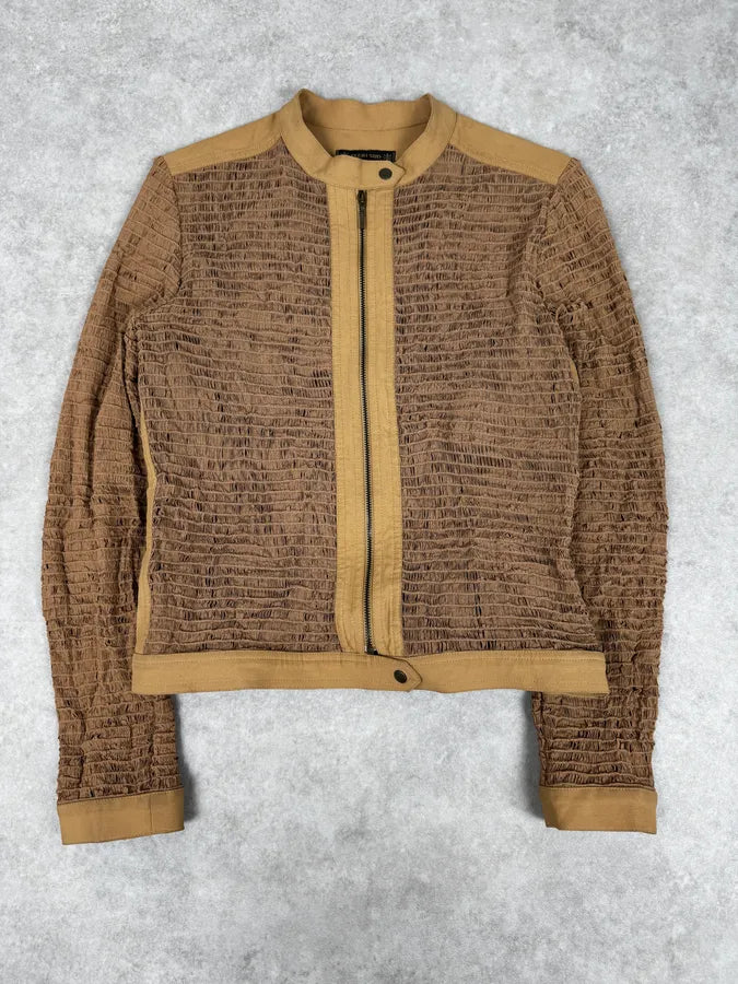 Plein Sud Beige Textured Net Fabric Jacket tHFVNVB 0