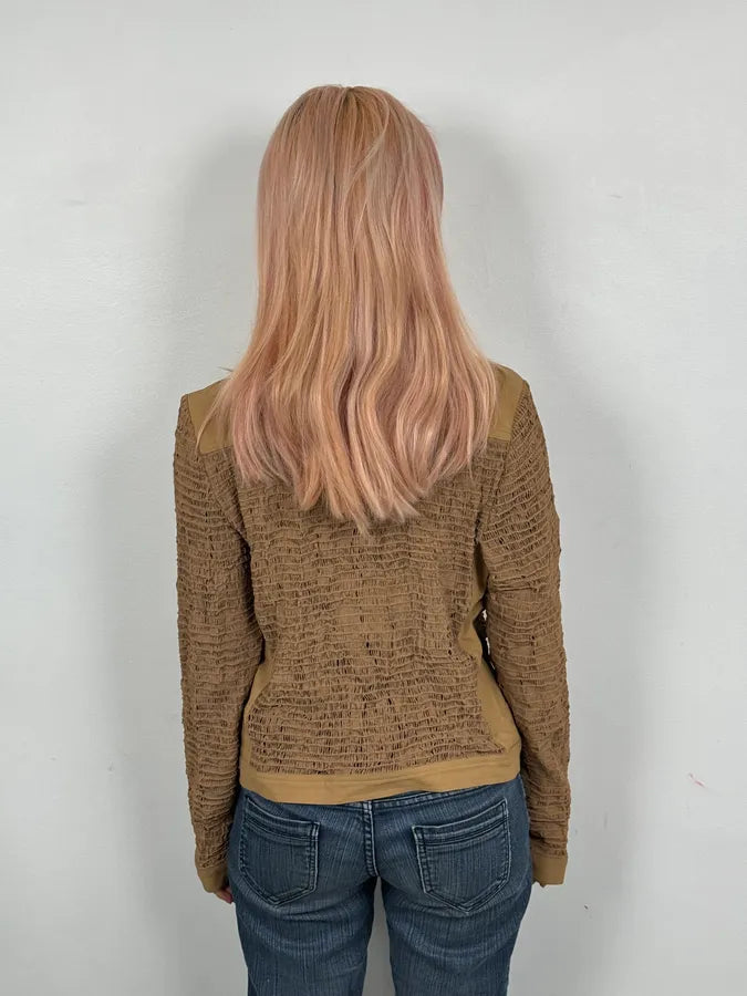 Plein Sud Beige Textured Net Fabric Jacket tHFVNVB 2