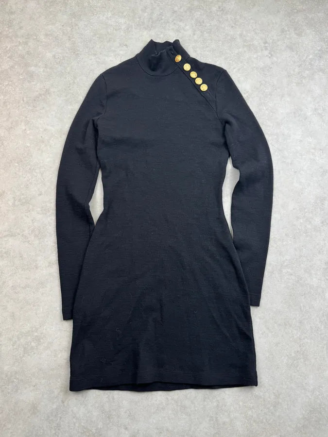 Plein Sud Black Buttoned Dress fvIcBIP 0