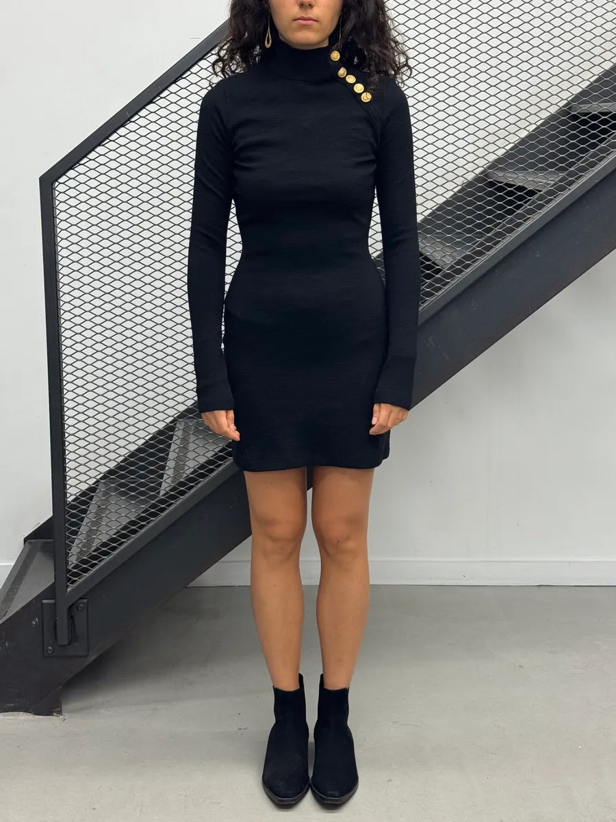 Plein Sud Black Buttoned Dress fvIcBIP 1