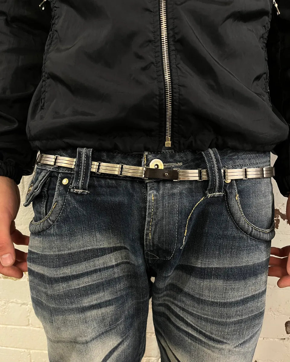 Plein Sud Black Leather Metal Chain Belt pUaCttG 1