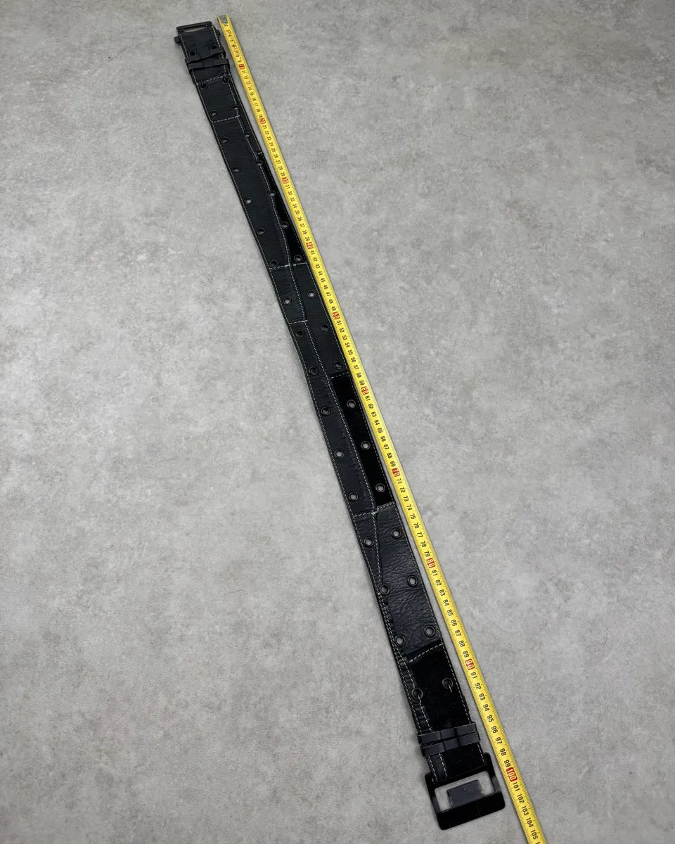 Plein Sud Black Leather Patchwork Adjustable Belt YcvGJFT 10