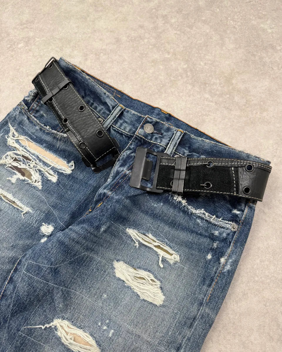 Plein Sud Black Leather Patchwork Adjustable Belt YcvGJFT 2