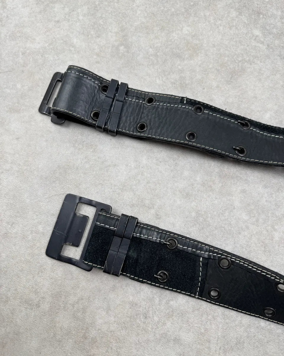 Plein Sud Black Leather Patchwork Adjustable Belt YcvGJFT 3