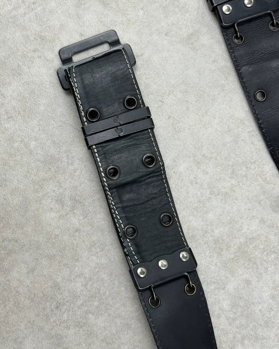Plein Sud Black Leather Patchwork Adjustable Belt YcvGJFT 6