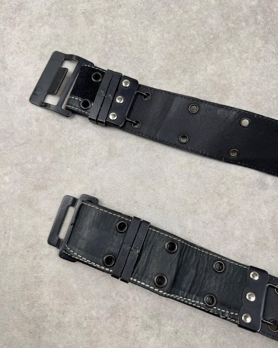 Plein Sud Black Leather Patchwork Adjustable Belt YcvGJFT 7