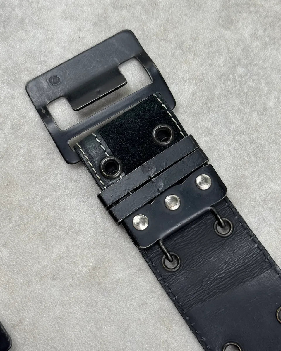 Plein Sud Black Leather Patchwork Adjustable Belt YcvGJFT 8