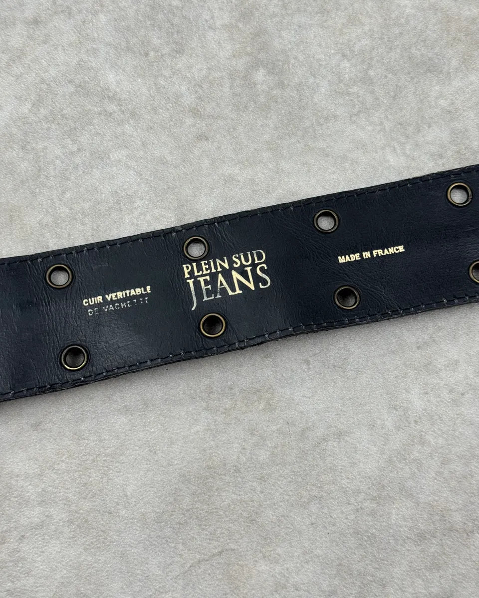 Plein Sud Black Leather Patchwork Adjustable Belt YcvGJFT 9