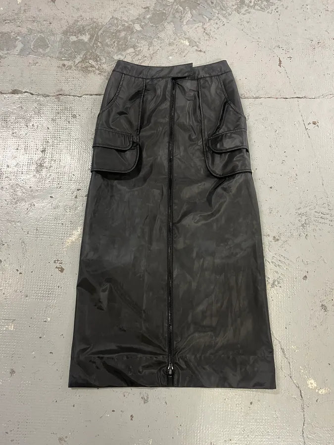 Plein Sud Black Nylon Cargo Multi-Pocket Maxi Skirt Tptymxo 0