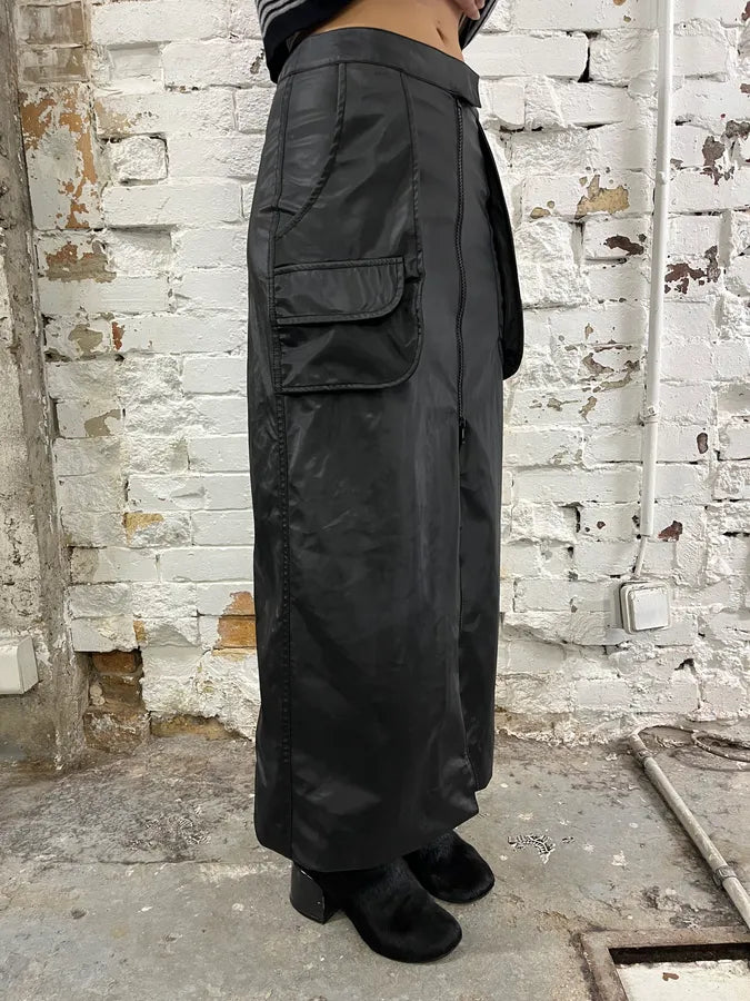 Plein Sud Black Nylon Cargo Multi-Pocket Maxi Skirt Tptymxo 2