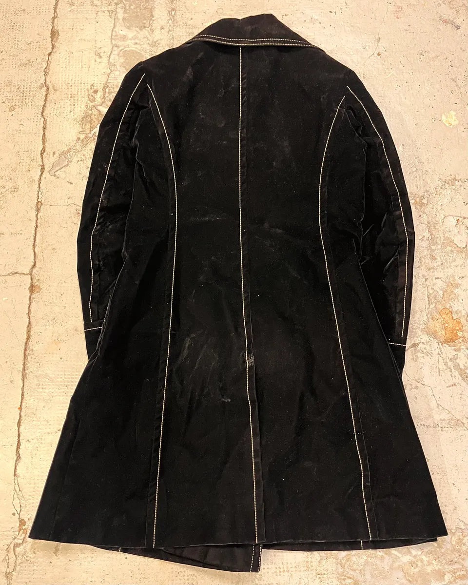 Plein Sud Black Velvet Contrast Stitch Coat SiHRkJg 6