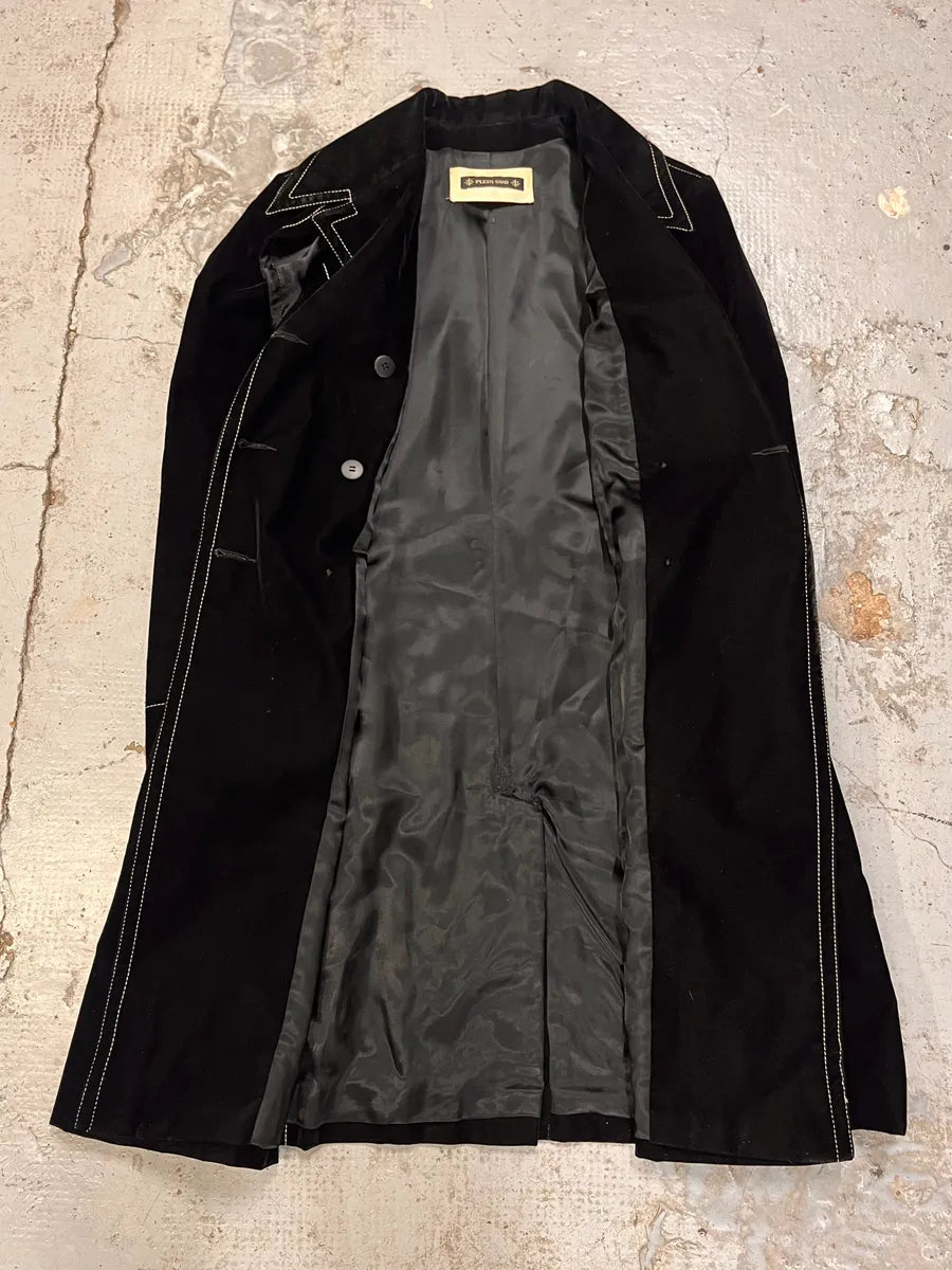 Plein Sud Black Velvet Contrast Stitch Coat SiHRkJg 7