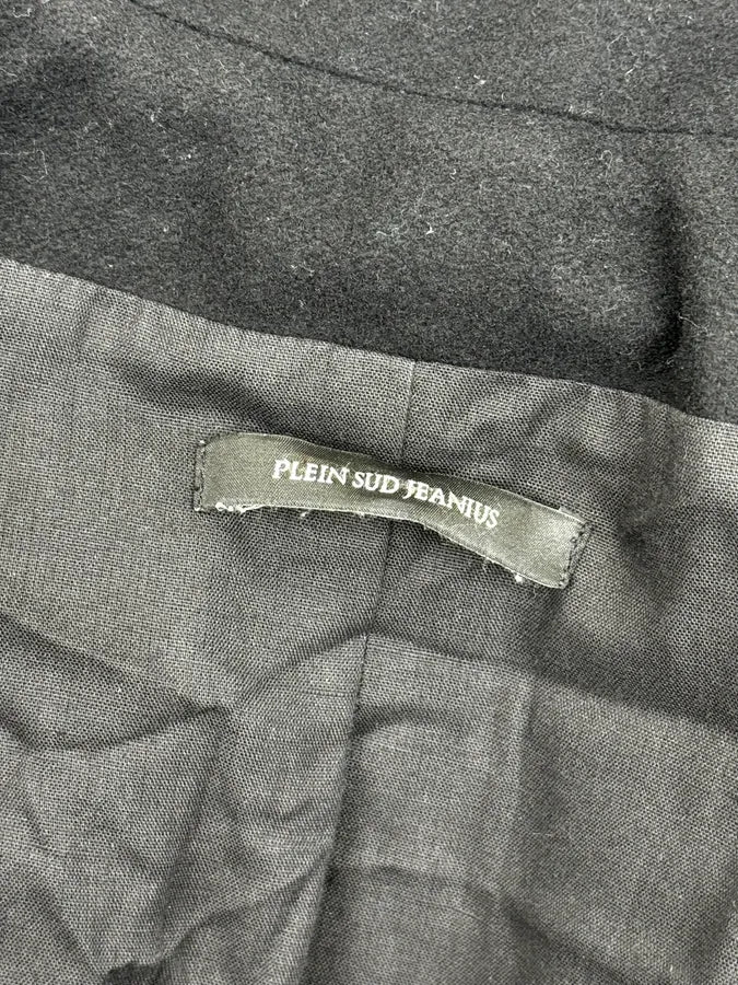 Plein Sud Black Officer Long Wool Coat KCcLnJp 12