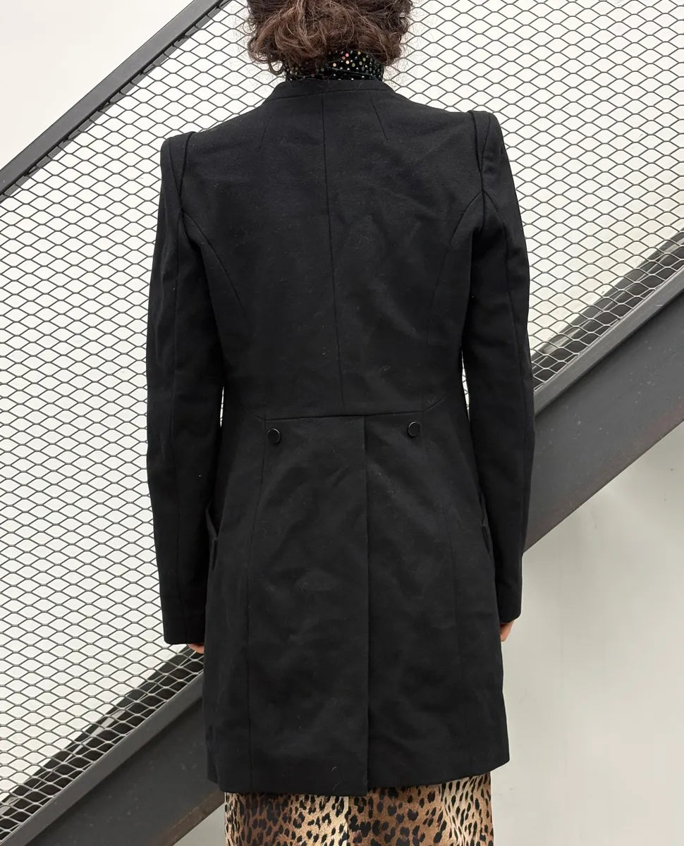 Plein Sud Black Officer Long Wool Coat KCcLnJp 3