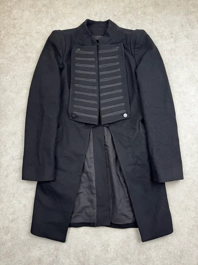Plein Sud Black Officer Long Wool Coat KCcLnJp 0