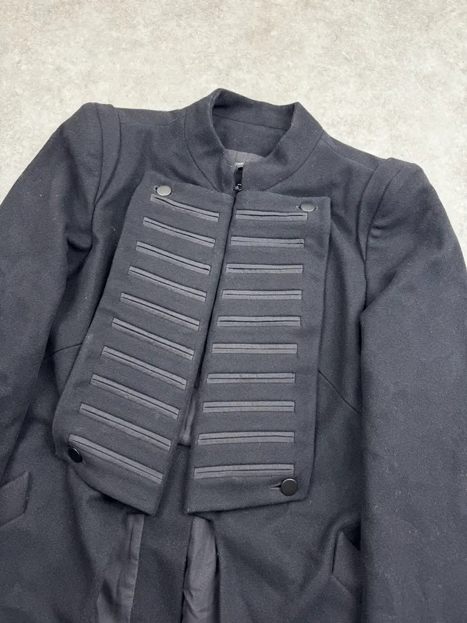 Plein Sud Black Officer Long Wool Coat KCcLnJp 4