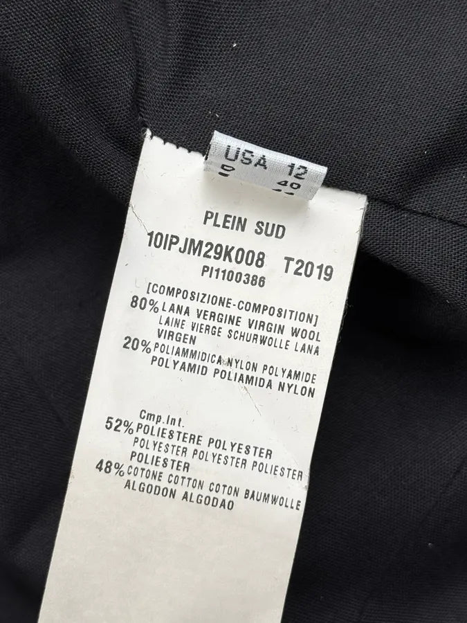 Plein Sud Black Officer Long Wool Coat KCcLnJp 14