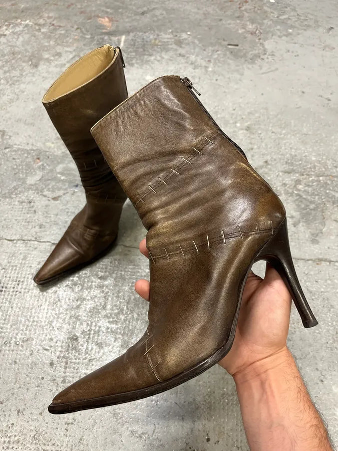 Plein Sud Brown Signature Staples Heels Boots (38eu/us5.5) EcYmjqT 0