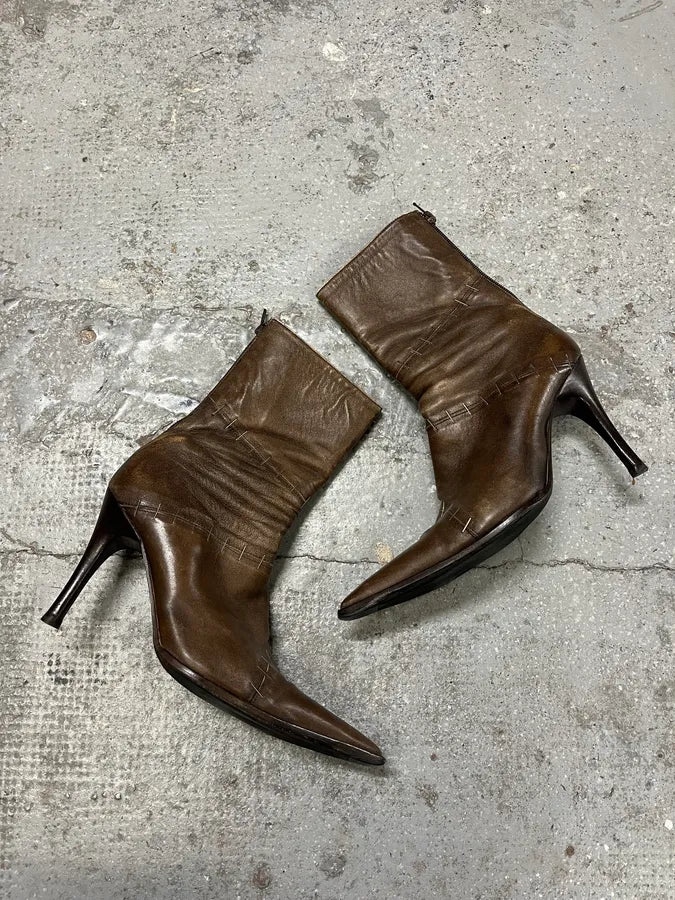 Plein Sud Brown Signature Staples Heels Boots (38eu/us5.5) EcYmjqT 1