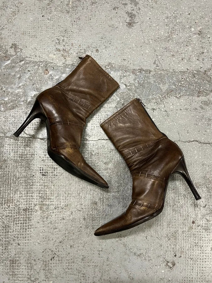 Plein Sud Brown Signature Staples Heels Boots (38eu/us5.5) EcYmjqT 2