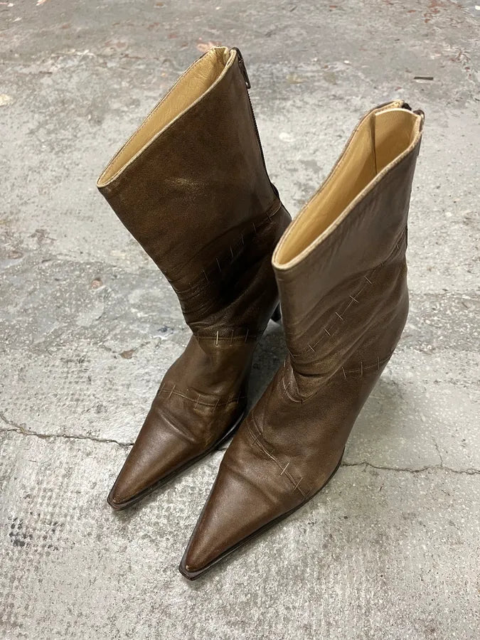 Plein Sud Brown Signature Staples Heels Boots (38eu/us5.5) EcYmjqT 3