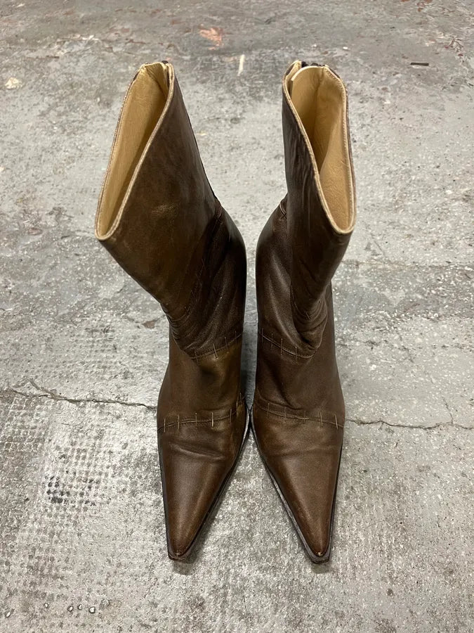 Plein Sud Brown Signature Staples Heels Boots (38eu/us5.5) EcYmjqT 4