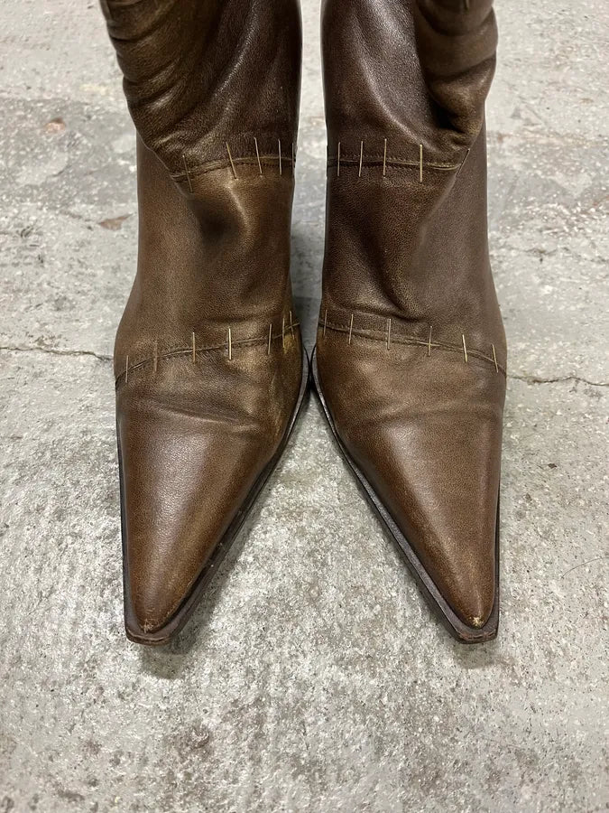 Plein Sud Brown Signature Staples Heels Boots (38eu/us5.5) EcYmjqT 5