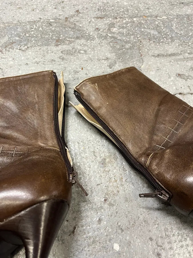 Plein Sud Brown Signature Staples Heels Boots (38eu/us5.5) EcYmjqT 7